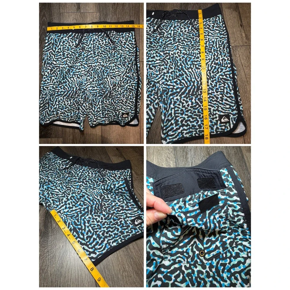 Quiksilver Highline Highlite Board Shorts Blue Black 29 Swim Trunks‎ AQBS031311